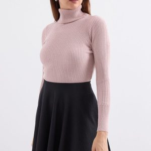 10311 Balıkçı Yaka Triko Kazak - Pembe