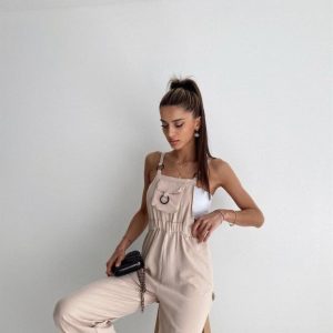 7023 Askılı Bahçıvan Tulum - Bej