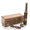 Ahşap Kutu Pirinç Pusula, Dürbün, Büyüteç, Seti Model 2