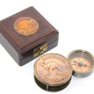 Ahşap Kutulu Pirinç Pusula Model 17