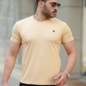 Erkek Bisiklet Yaka Arma Detaylı Basic Kısa Kollu Tişört