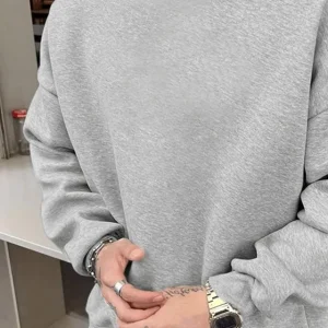 Erkek Düz Bisiklet Yaka Sweat - Gri