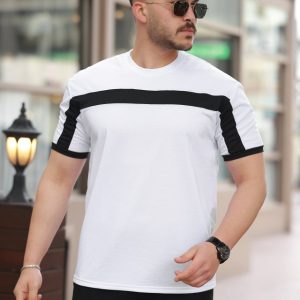 Erkek şerit Detaylı Kısa Kollu T-shirt