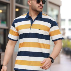 Erkek Yakalı çok Renkli Kısa Kollu T-shirt