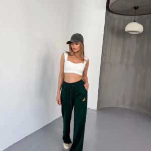 Osy Modal Yumuşak Dokulu Kumaş Nakış Işlemeli Rahat Bol Paça Eşofman Pantalon - Siyah