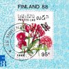POSTES LAO 1988 Finlandiya Temalı Çiçek ve Kelebek Blok Pulu