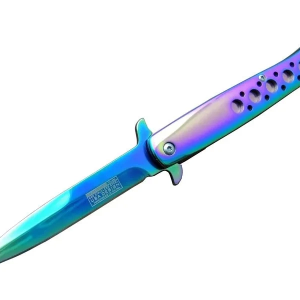 Tac-force Tac Force Ti-lite 1111 Gk Gökkuşağı Kamp / Av Çakısı 23cm- Yarı Otomatik, Kemerlikli, Metal Desenli Sap