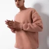 Unisex Biskilet Yaka Üç İplik SweatShirt - Pembe