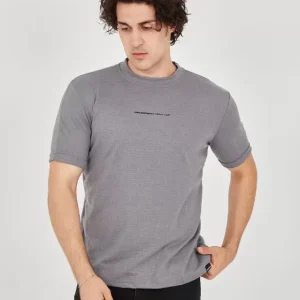 Unisex Jakar Kumaş Slim Fit T-Shirt - Boyalı Gri