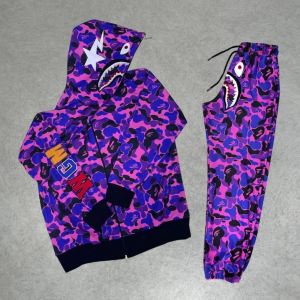 Unisex Pubg Bape X Shark Eşofman Takımı - Mor