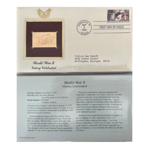 🎖️ World War II: Victory Celebrated - Altın Varaklı İlk Gün Zarfı (FDC)